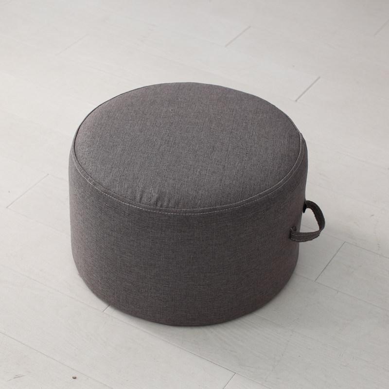 Round Fabric Stool with Linen and Tatami Mat - Washable Cushion for Living Room.