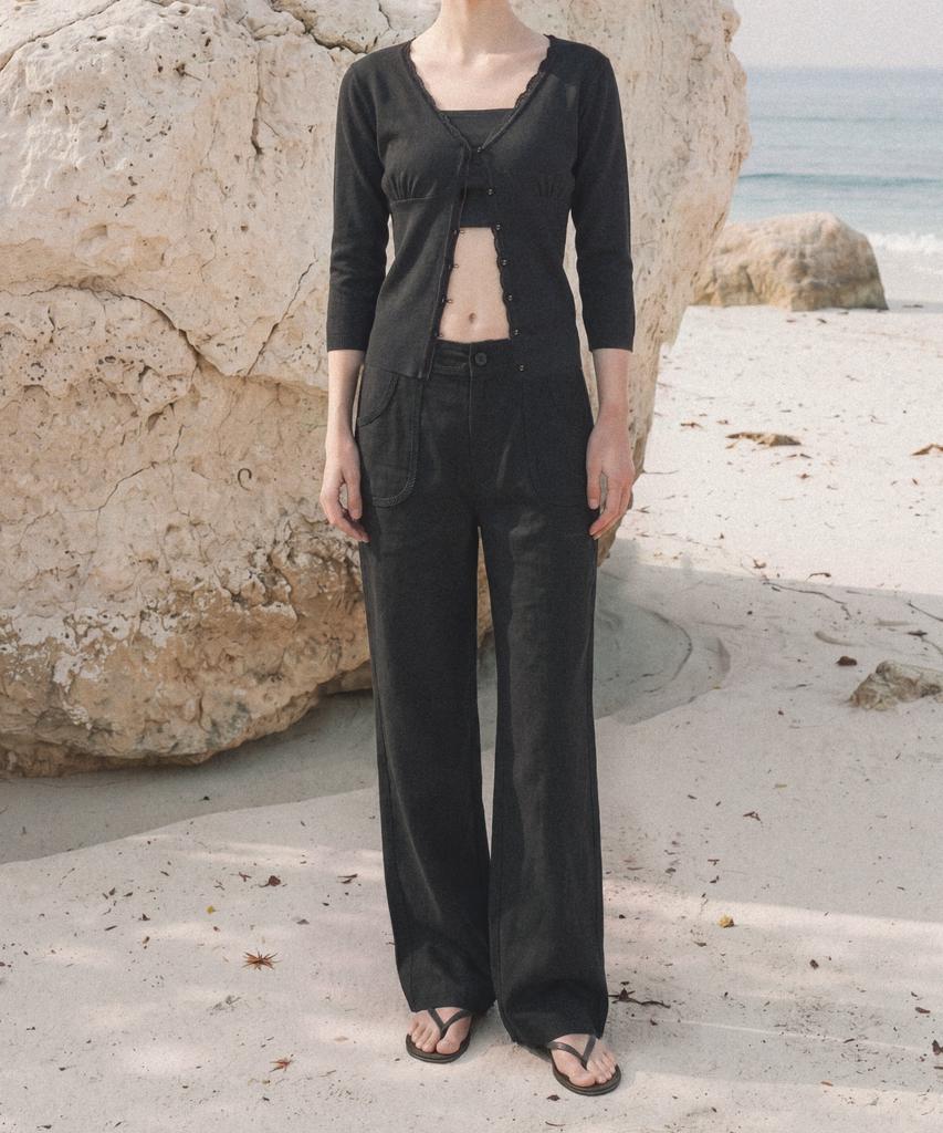 FOLNUA Noir Linen Pants (Black)