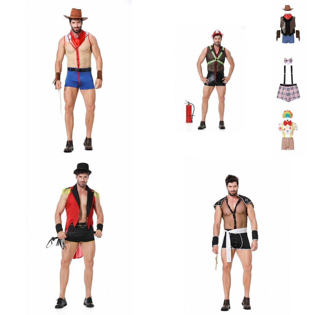 Firefighter Themed Men's Costume Set With Vibrant Colors And Polyester Fabric