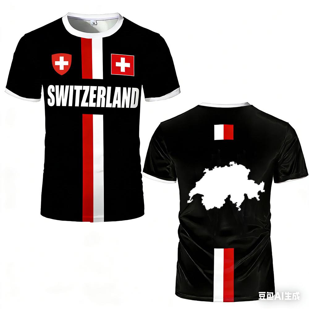 Maillot Football Tee Switzerland Flag Pattern Jersey Football Jerseys Men Women Casual Sports Quick Drying Team Uniform Clothes S