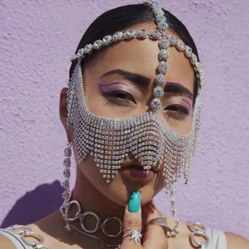European And American Personality Claw Chain Rhinestone Mask Dinner Makeup Party Prop Mask Exaggerated Fashion Accessories Mask