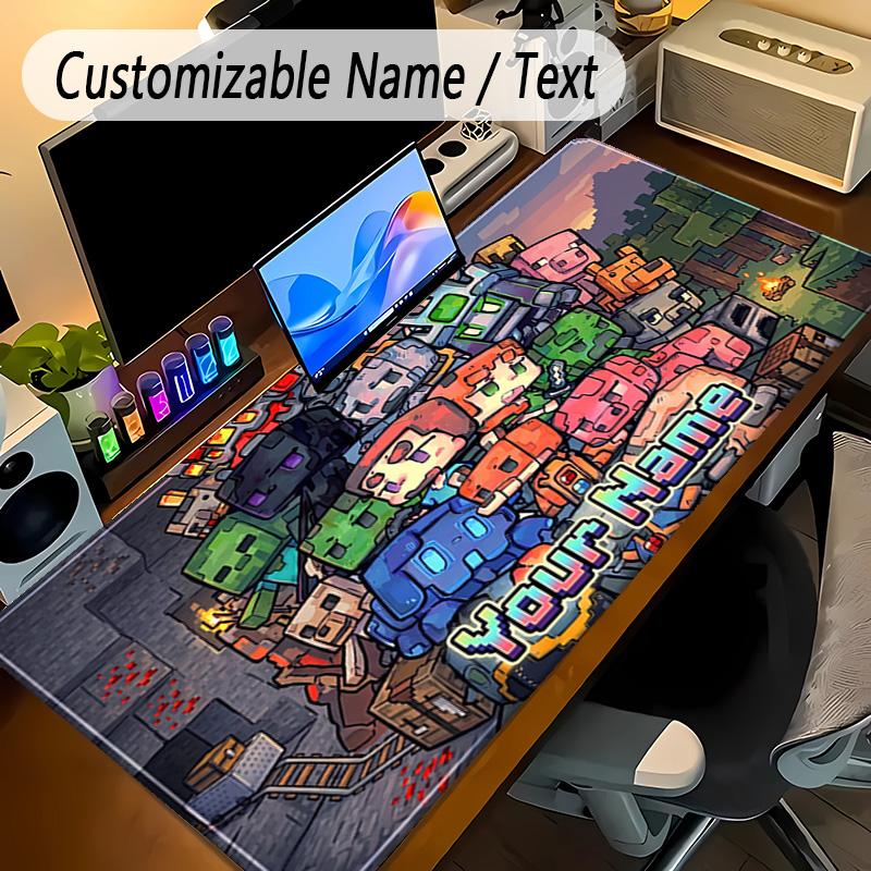 Large Mouse PadMinecraft Custom Name Text Personalized Desk Mat Non Slip Gaming Pad
