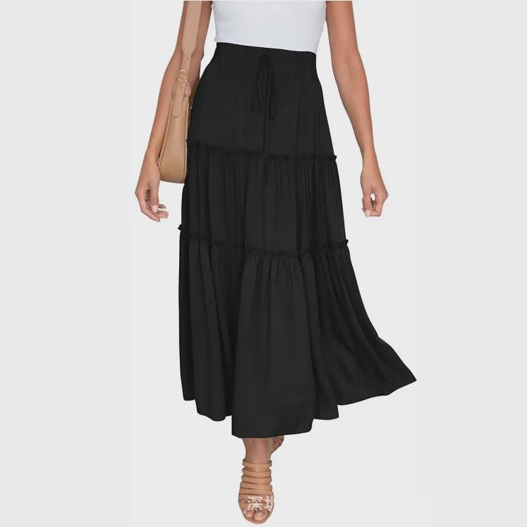European and American Women's Bohemian High-Waist A-Line Pleated Skirt