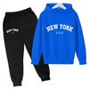 Kids Fashion Hoodie Boy Girl Toddler Pullover 3-12Years NEW YORK USA Letter Print Clothes Casual Top+Trousers 2P Coat Sports Set