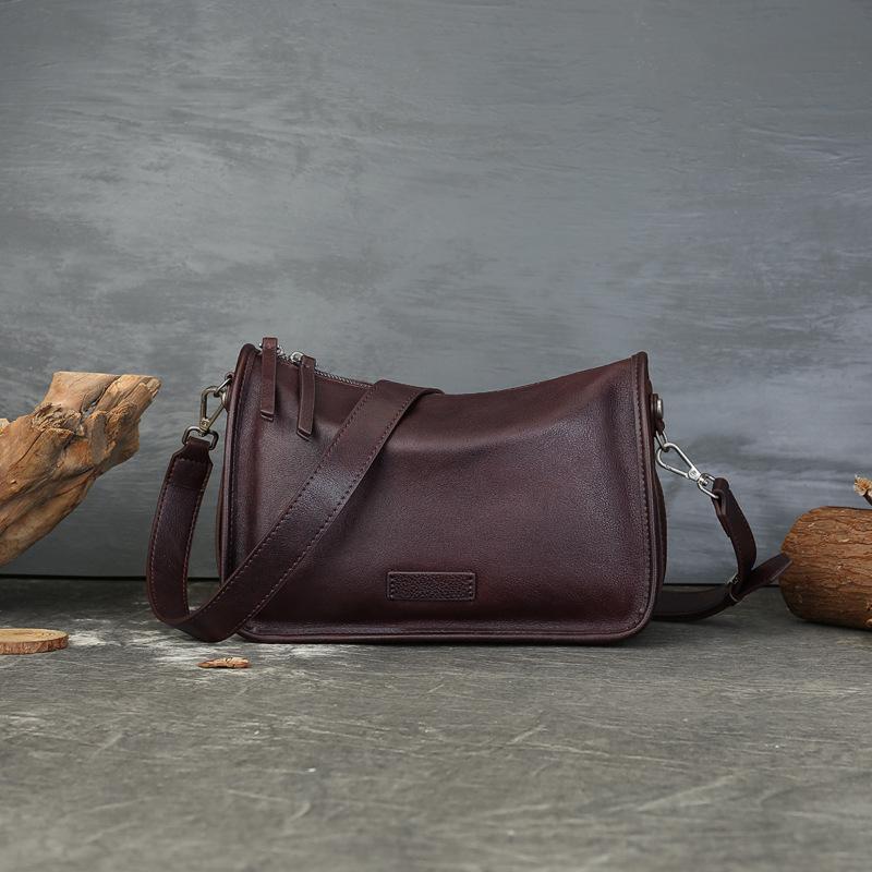 

Унисекс Повседневная Сумка через плечо из натуральной кожи кофейный