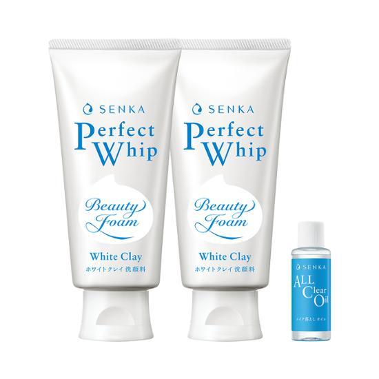 Senka Perfect Whip White Clay 120g+120g Double Plan (+Cleansing Oil 20ml)