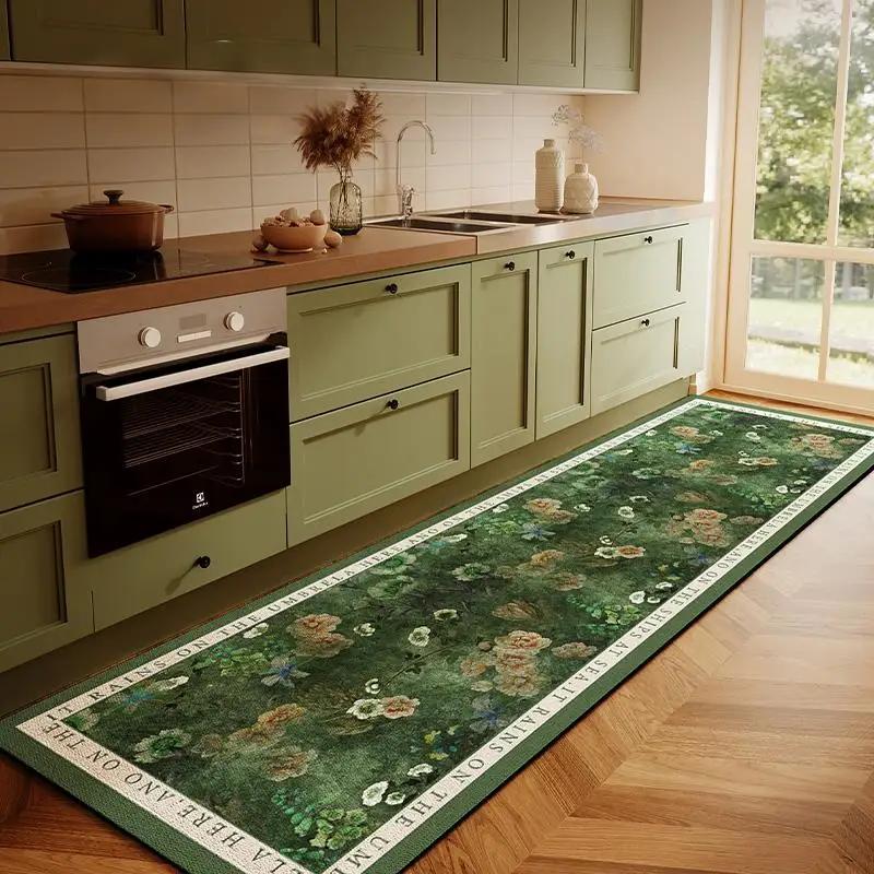 

Vintage Floral Kitchen Floor Mat Multiple Colors Ultra Soft Washable Non Slip Stain Resistant Mat for Kitchen Bedroom Home Decor 40X120CM