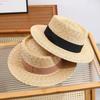 Womens Straw Sun Hat With Wide Brim Adjustable Fit Beach Elegant Flat Top
