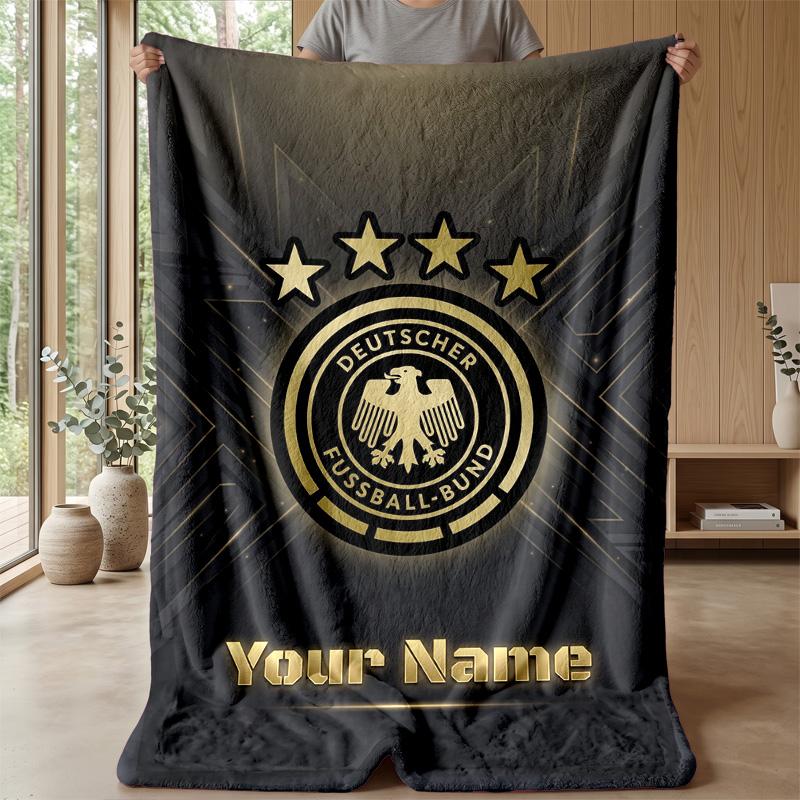 Custom Text Flannel Throw Blanket, Lightweight Cozy Bed Sofa BlanketGermany national football team