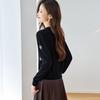 Srcr Women's Premium Jacquard 100% Wool Knitted Cardigan