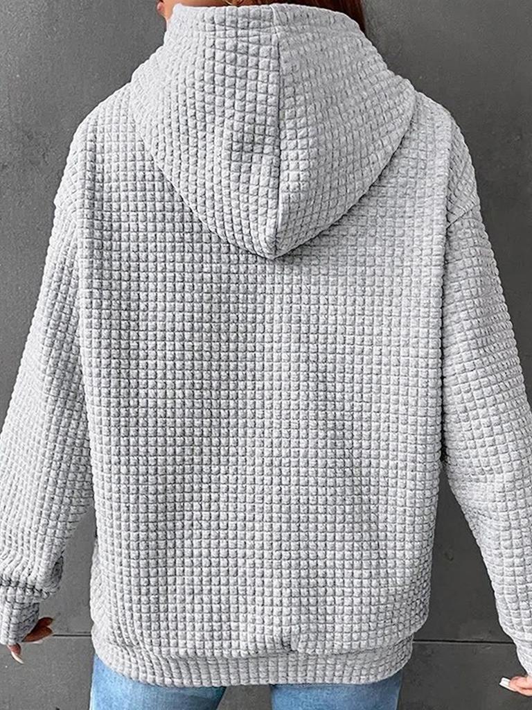 Women's Autumn/Winter Waffle Hooded Halloween Print Sweatshirt - Loose Fit, Long Sleeve, European Size