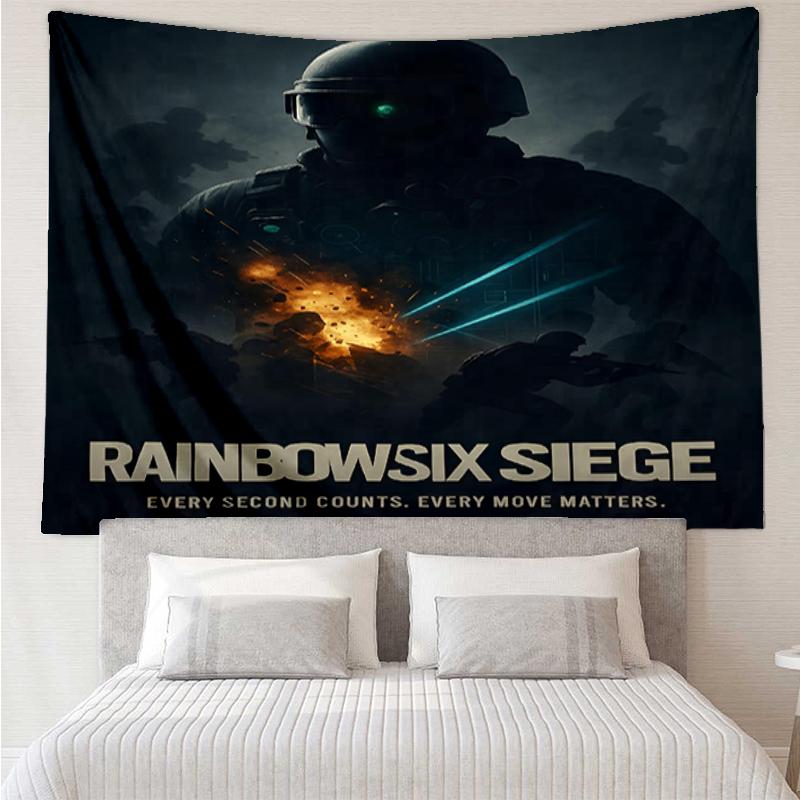 Rainbow Six Siege Nyomtatott Faliszőnyeg, Háttér, Könnyen Felszerelhető, Ideális Hálószobába, Irodába és Nappaliba, Esztétikus Falra Akasztható Díszekkel.