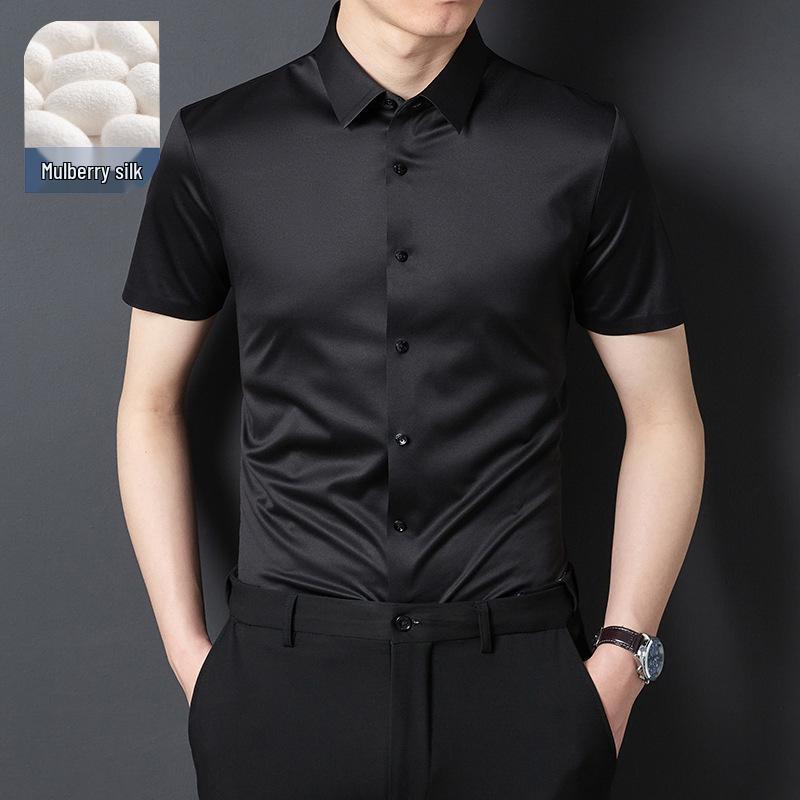 

Hot-Selling Mulberry Silk High-End White Stretch Shirt: Wrinkle-Resistant Professional Business Casual for Men Size 42