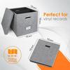 A25F-For 100+ Single Records Organizer 13 Inch Vinyl Record Storage Boxes With Lids And Handles, LP Record Box 2Pcs
