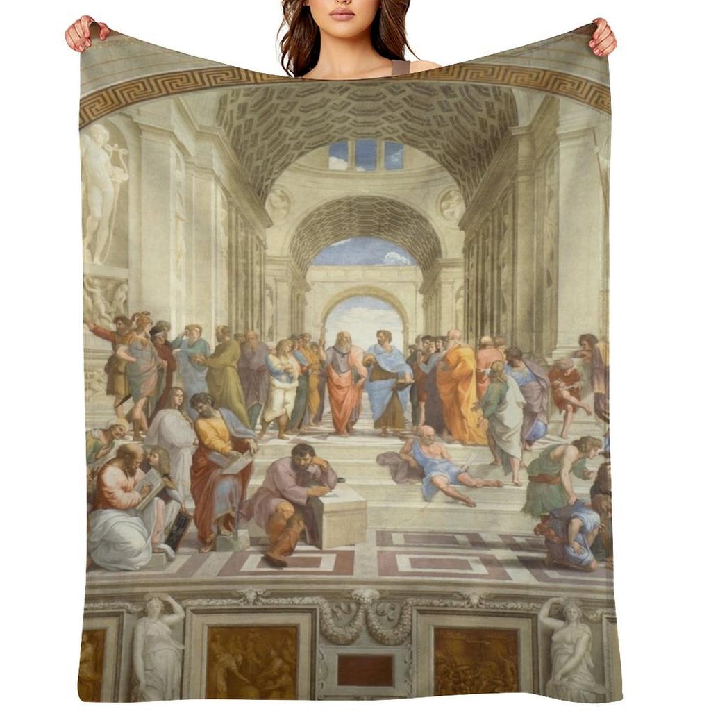 The School of Athens by Raffaello di Sanzio Throw Blanket Beautifuls Plaid Soft Beds Blankets