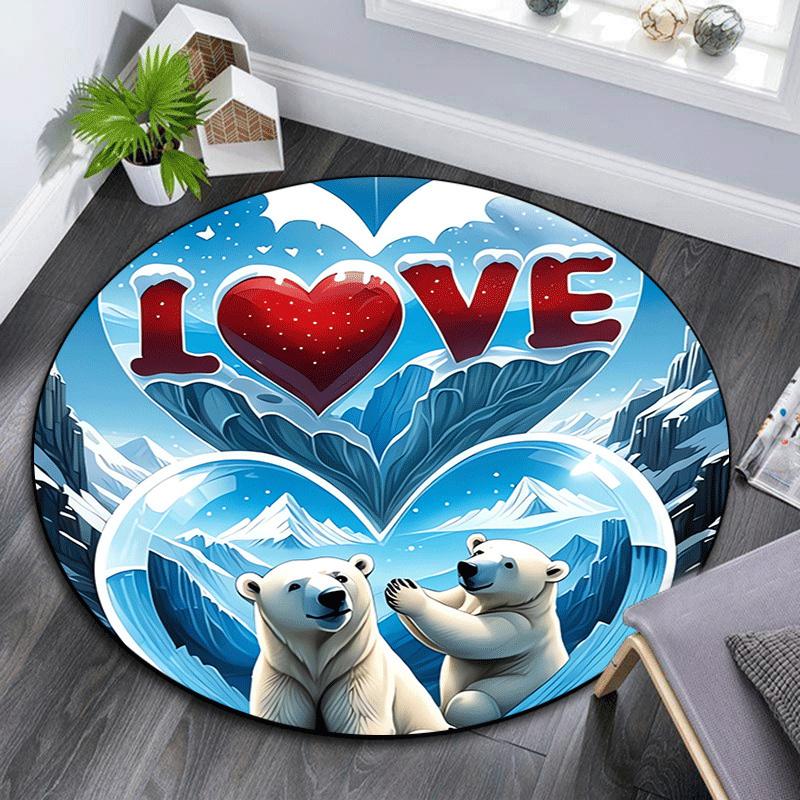 

1pc Soft, Absorbent & Non Slip Polar bear family love Round Rug Soft Circle Rug for Living Room & Bedroom Decor, Chair Mats, and Unforgettab 80cm by 80cm