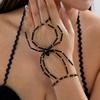 Creative Rice Beads Exaggerated Black Spider Rings Link Bracelets for Women Men Punk Hiphop Halloween Bracelets Jewelry Gift