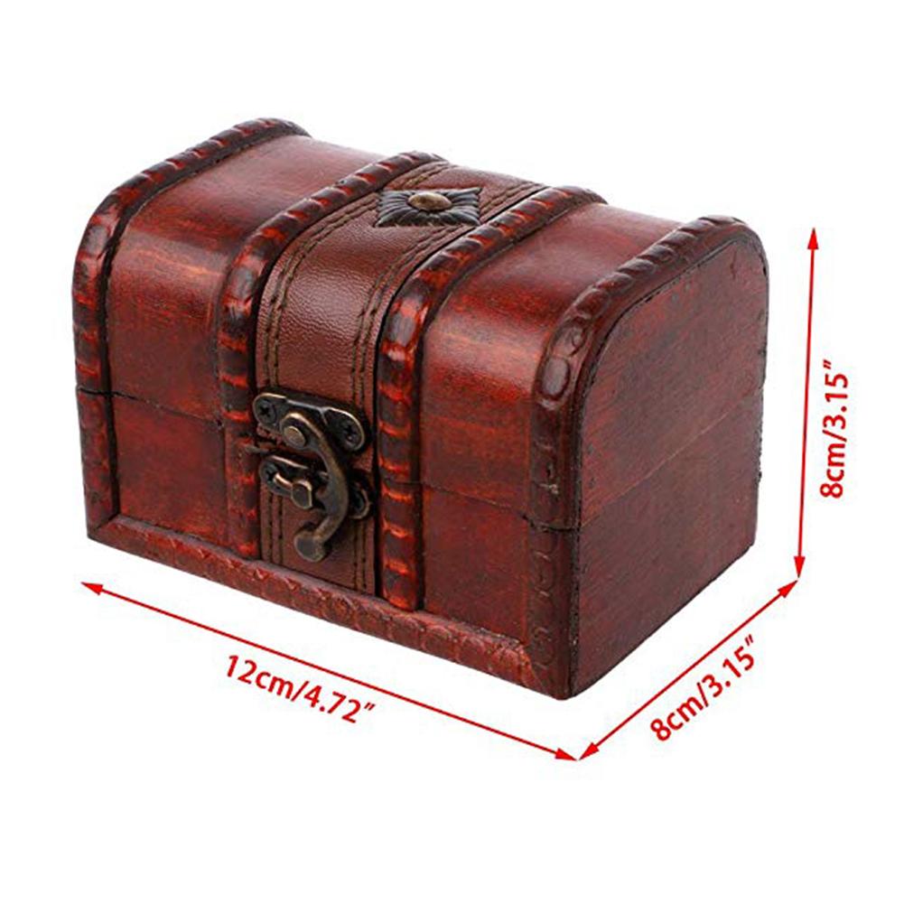 

1pc Wooden Box Small Treasure Rustic Vintage Handmade Chest Multifunction Storage Box Case with Lid Jewellery Storage Container коричневий