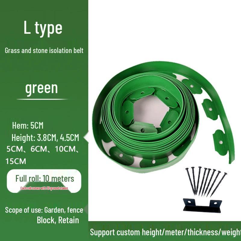 L-shaped Garden Edging and Retaining Strip for Grass-Stone Partitioning