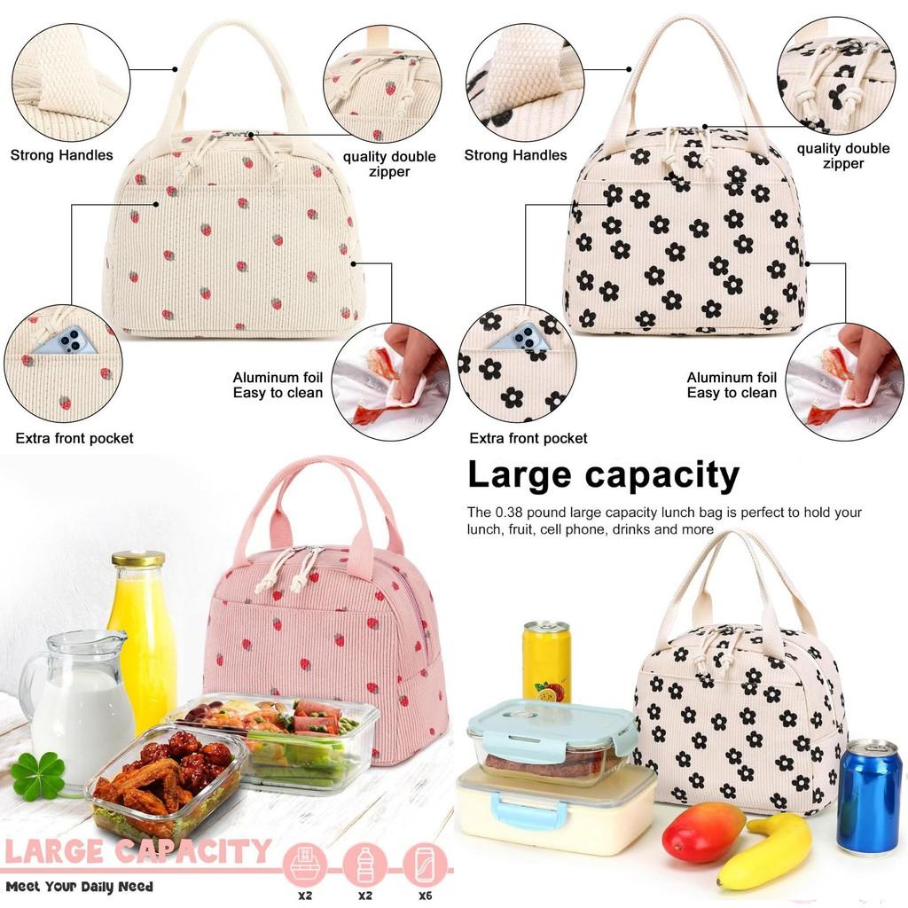 Strawberry Lunch Flower Cooler Bag Breathable Women Outdoor Commuting Office