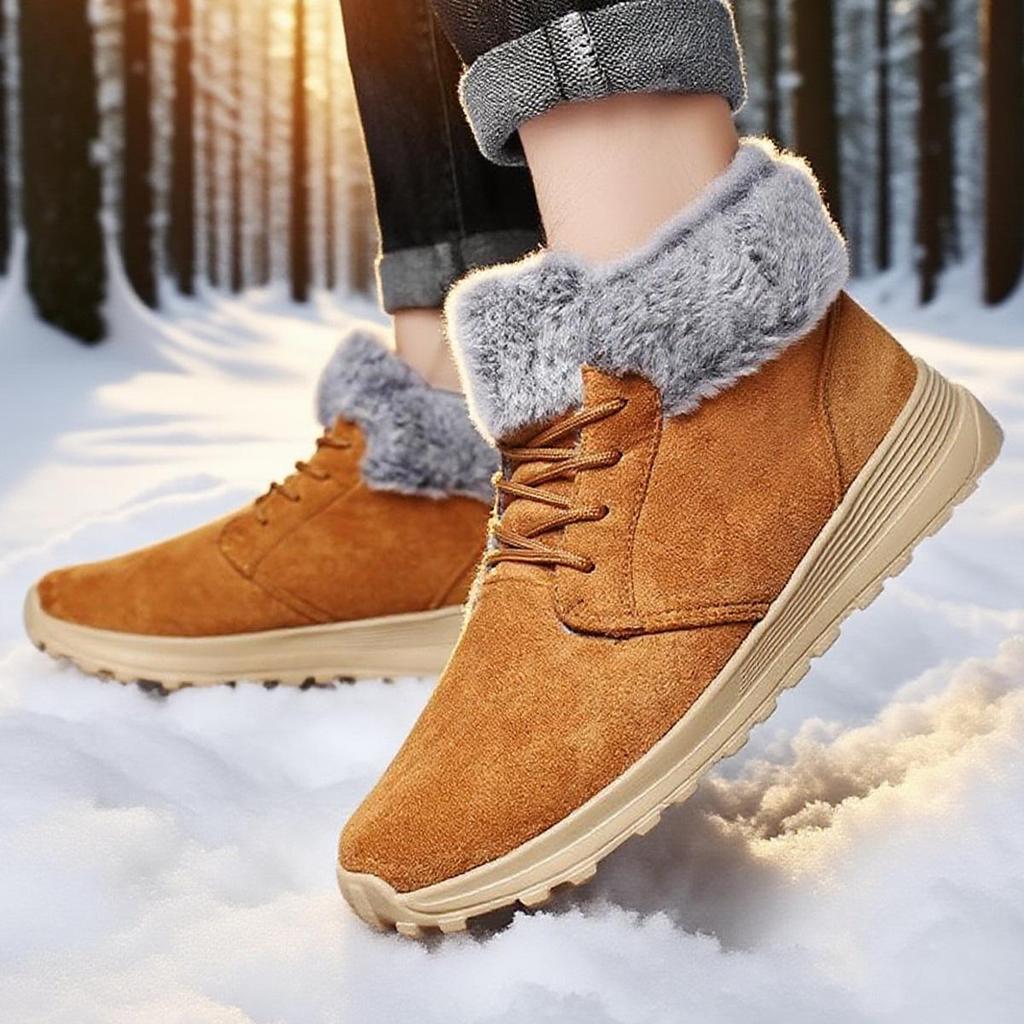Men's Lightweight Winter Snow Boots with Warm Velvet Lining