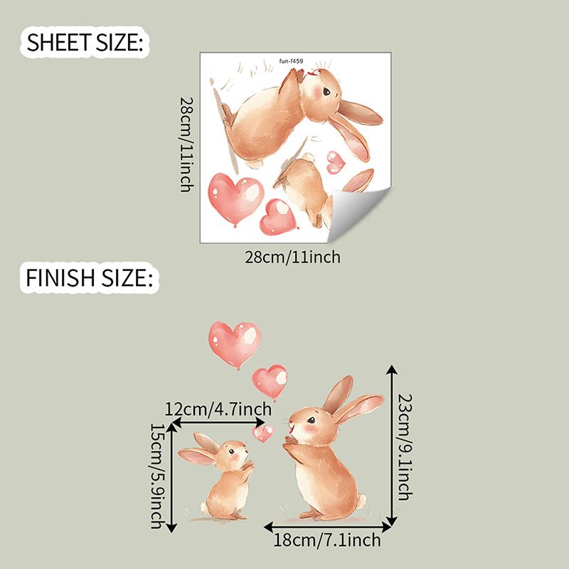 Cartoon Cute Bunny Balloon Animal Wall Stickers Children's Room Living Room Nursery Background Decorative Wall Decals,