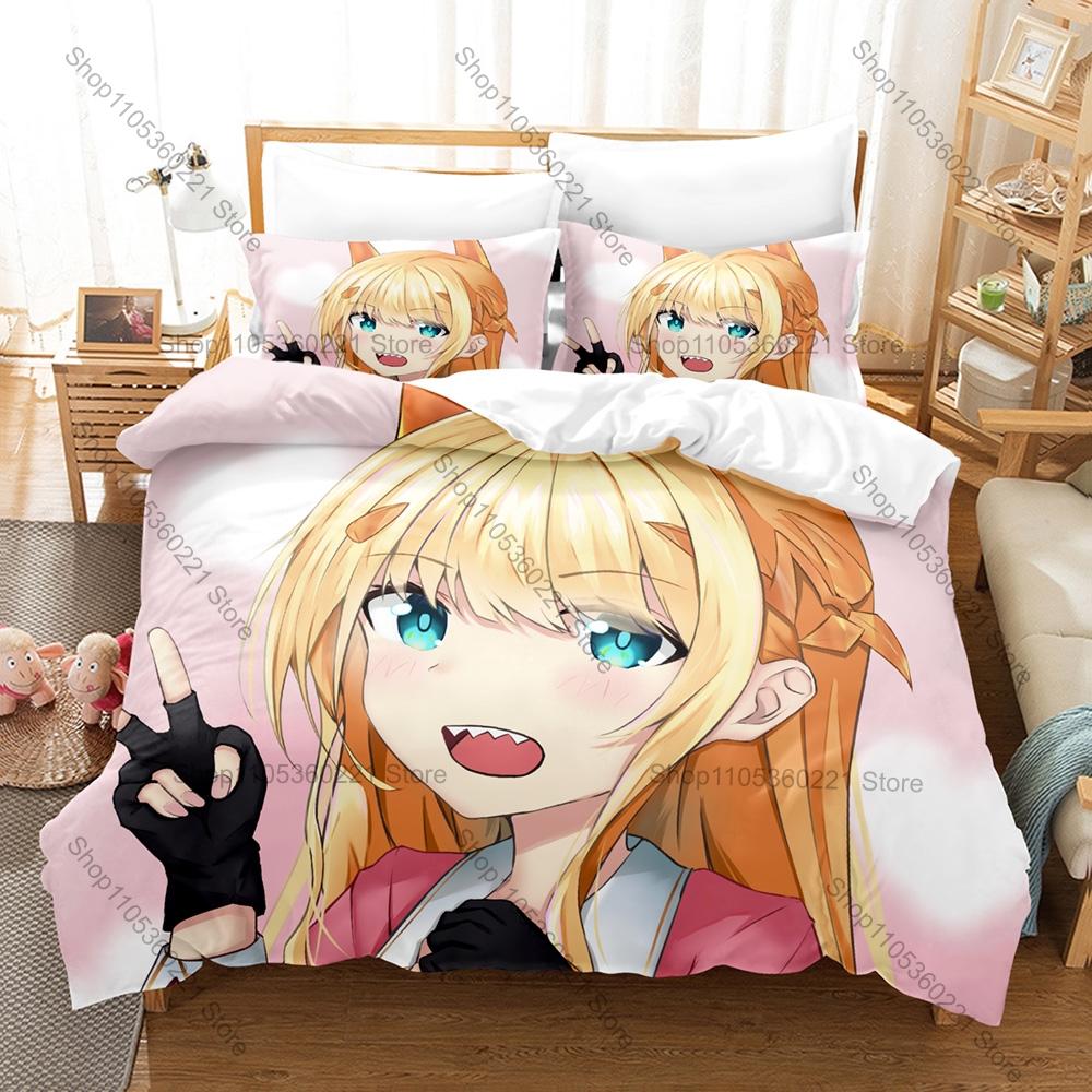 Cool Fantasy Bishoujo Magic Elf Warrior Anime Girls HD Print Bedding Set Duvet Cover + 2 Pillowcases Polyester Teen Otaku Room D
