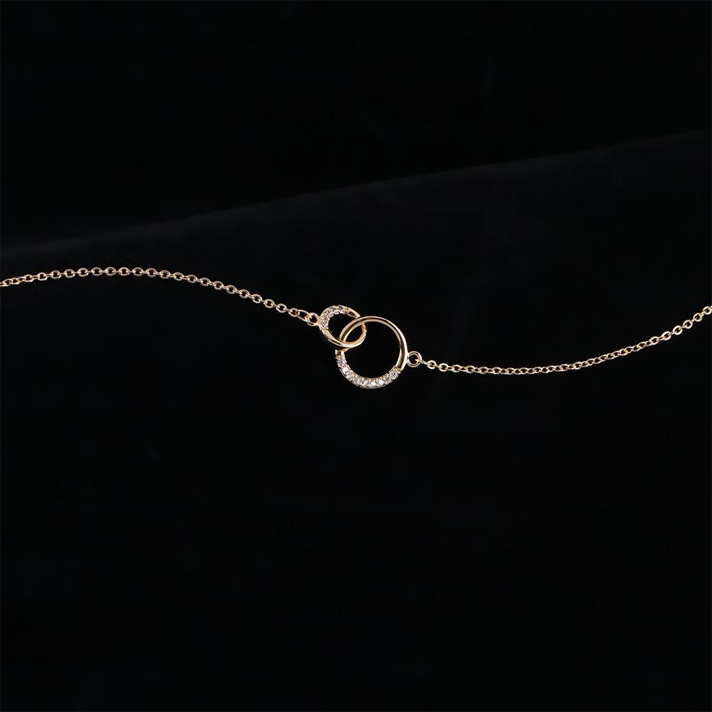 Round Double Circle Silver Color Gold Color Pendants Necklaces Jewelry Clavicle Chains Choker