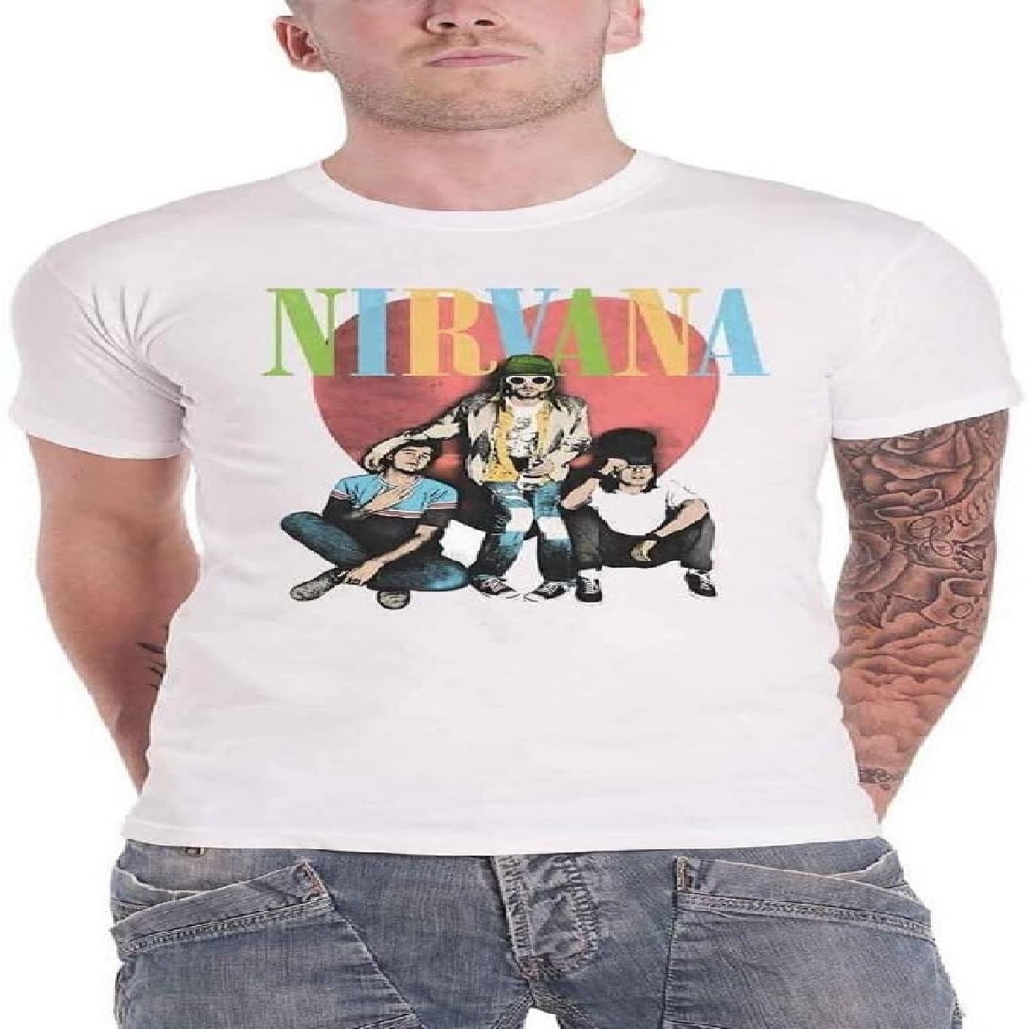 Nirvana T Shirt Purple Smile Band Logo Official Unisex White S