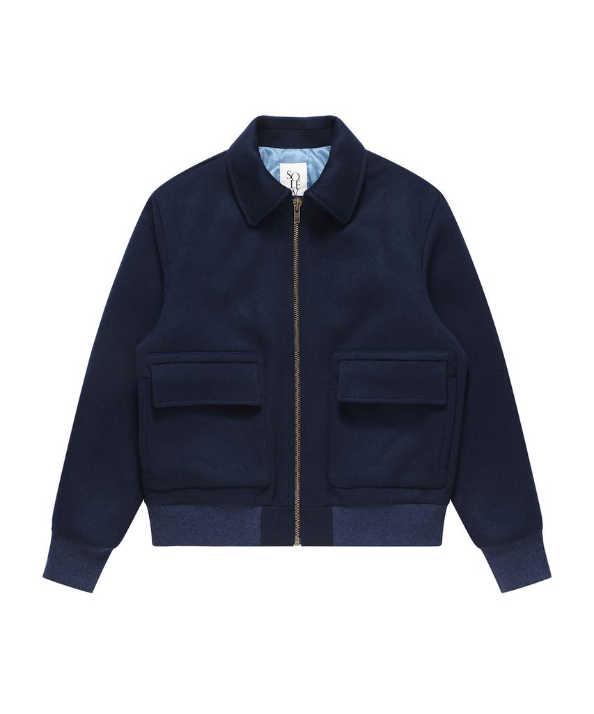 Solew Wool Blouson Jacket_Navy