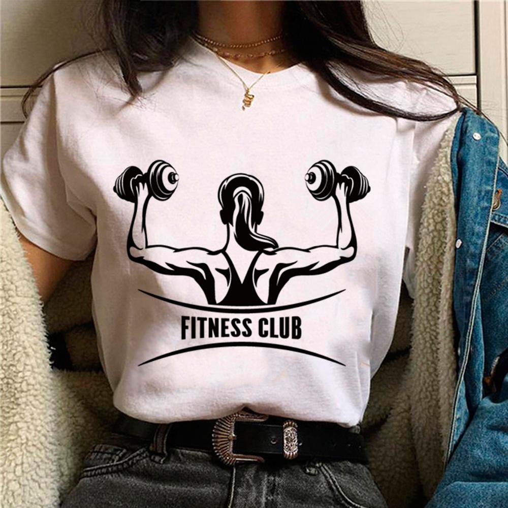 Crossfit Fitness T-shirts Women Manga Graphic Streetwear Top Female 2000s Japanese Designer Clothes