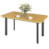 Outdoor Garden Coffee Table, Garden Table with Slatted Wood Plastic Composite Top and Metal Frame, Brown