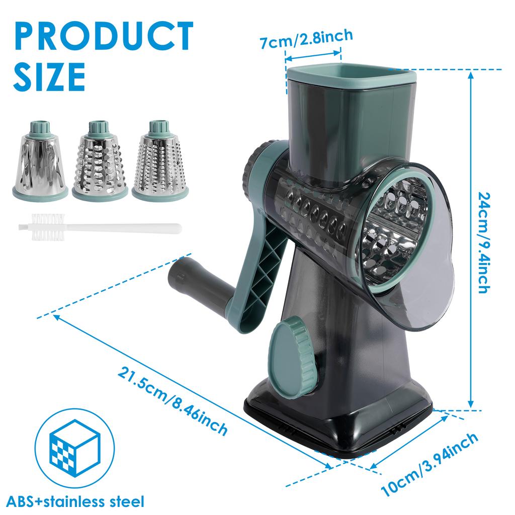 Rotary Manual Vegetable Cutter Slicer Roller Cheese Shredder Potato Grater for Kitchen Gadget Portable Dicing Machine Chopper