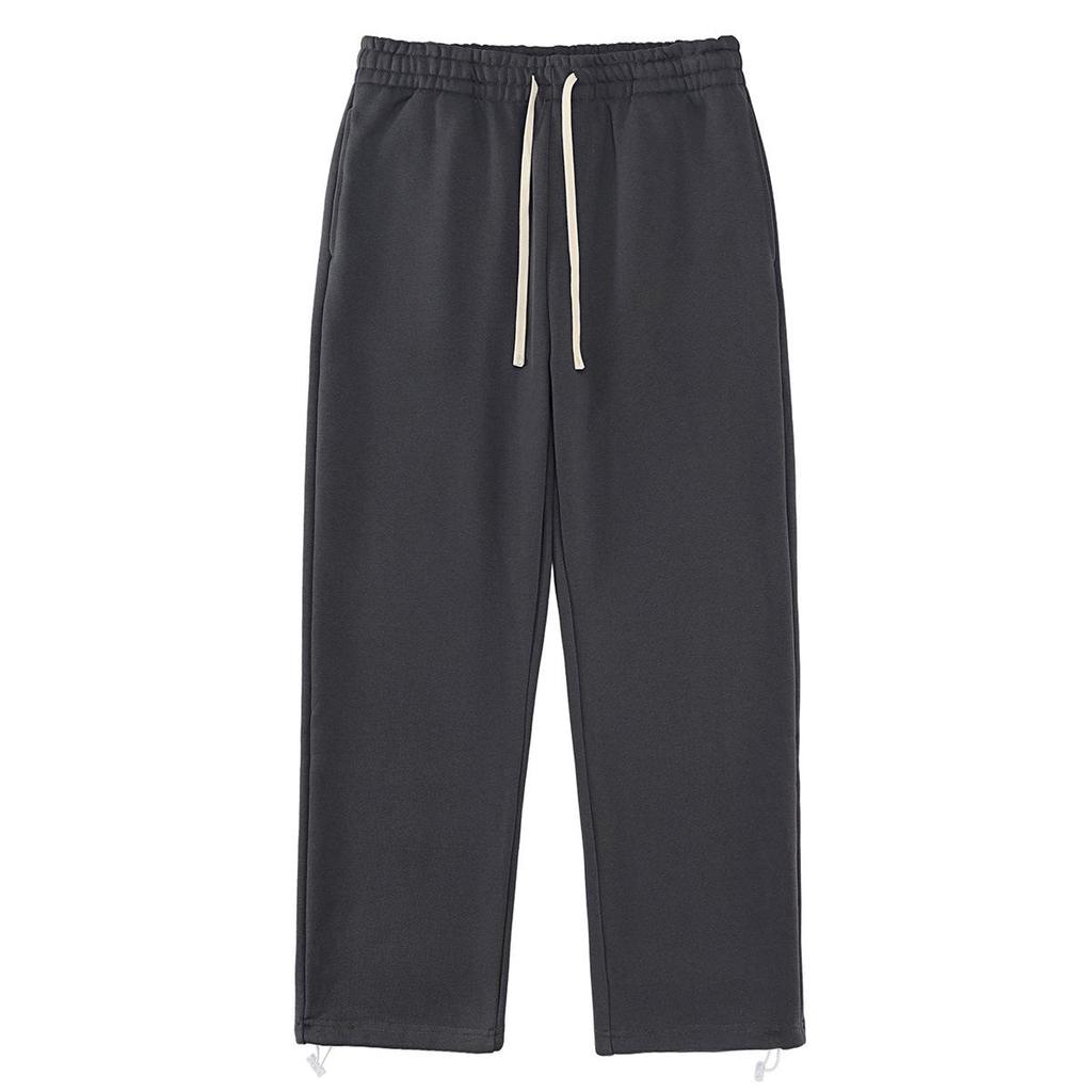 2025 Autumn/Winter Fleece-Lined Hooded Sweatshirt & Pants Set – Men's Trendy European/American Basic, Solid Color, 510g.