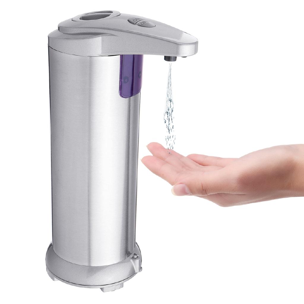 Silver Automatic Liquid Soap Dispenser Hands-Free 250ml Adjustable Stainless Steel Sensor Soap Dispenser Pump Touchless