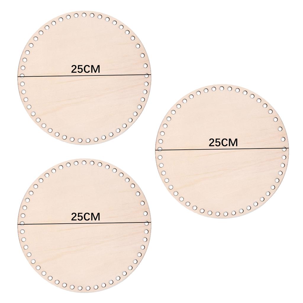 3 Pcs/Set Crochet Basket Base Poplar Plywood Unfinished Blank Cross Stitch Carved Hand-Woven DIY Crafts Basket Wooden Bottom