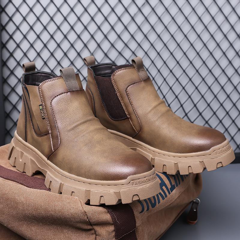 Fashion Thick Soled Casual Men's Boots Luxury Designer Retro Style Outdoor Leisure Street Walking High Quality Business Leather Shoes