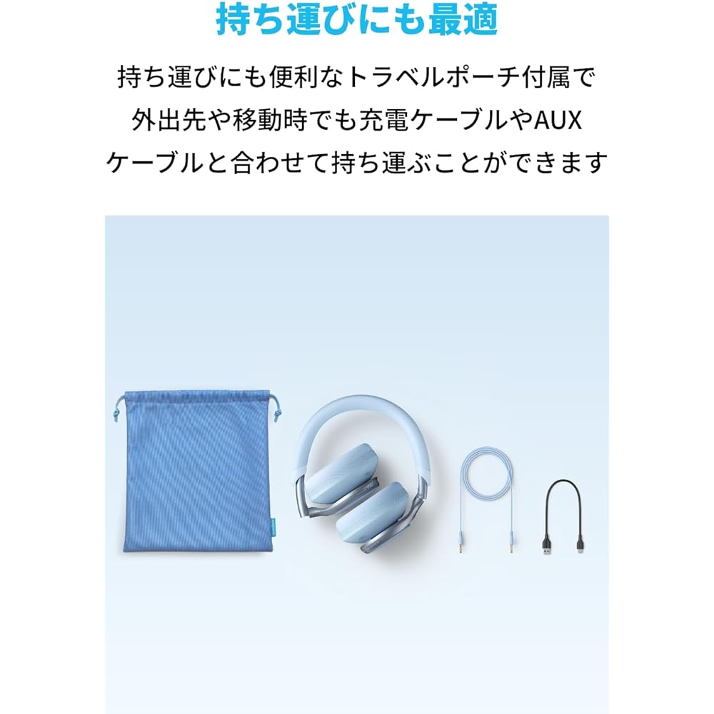 Anker Soundcore Space One Wireless Headphones Bluetooth 5.3 Ultra Noise Cancelling 55 Hours Playback Blue