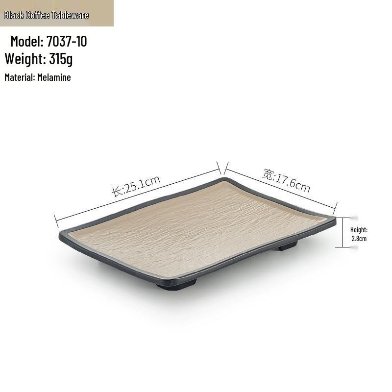 Melamine BBQ Rectangular Side Dish Plate - Imitation Porcelain Plastic, Creative Serving Plate, Drop-Resistant for Hot Pot & Barbecue Restaurants
