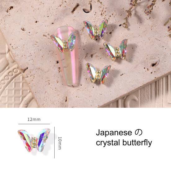 10 Pièces Décor Faux Ongles Brillant Art Tridimensionnel Ne Décolore Pas DIY Cristal Manucure Artisanat Ongle Papillon