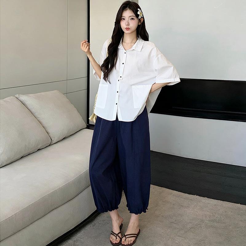 

2026 Summer Maternity Set: Fresh Loose Short-Sleeved Top + Belly-Covering Pants L