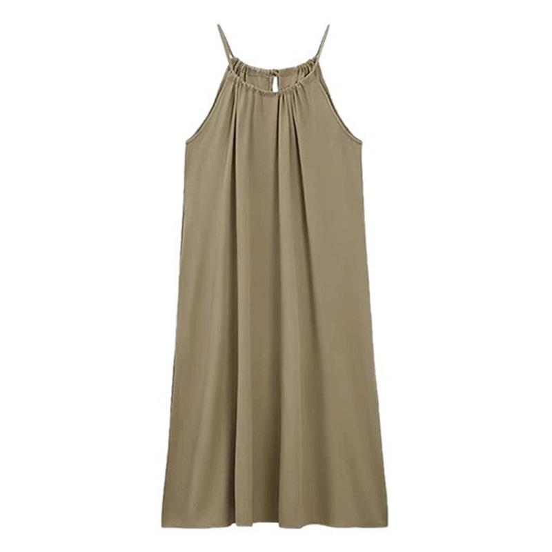 Unique Coffee Break Sleeveless Suspender Dress Children's Summer High-end Temperament Seaside Vacation and Ankle Dress Is Super Beautiful