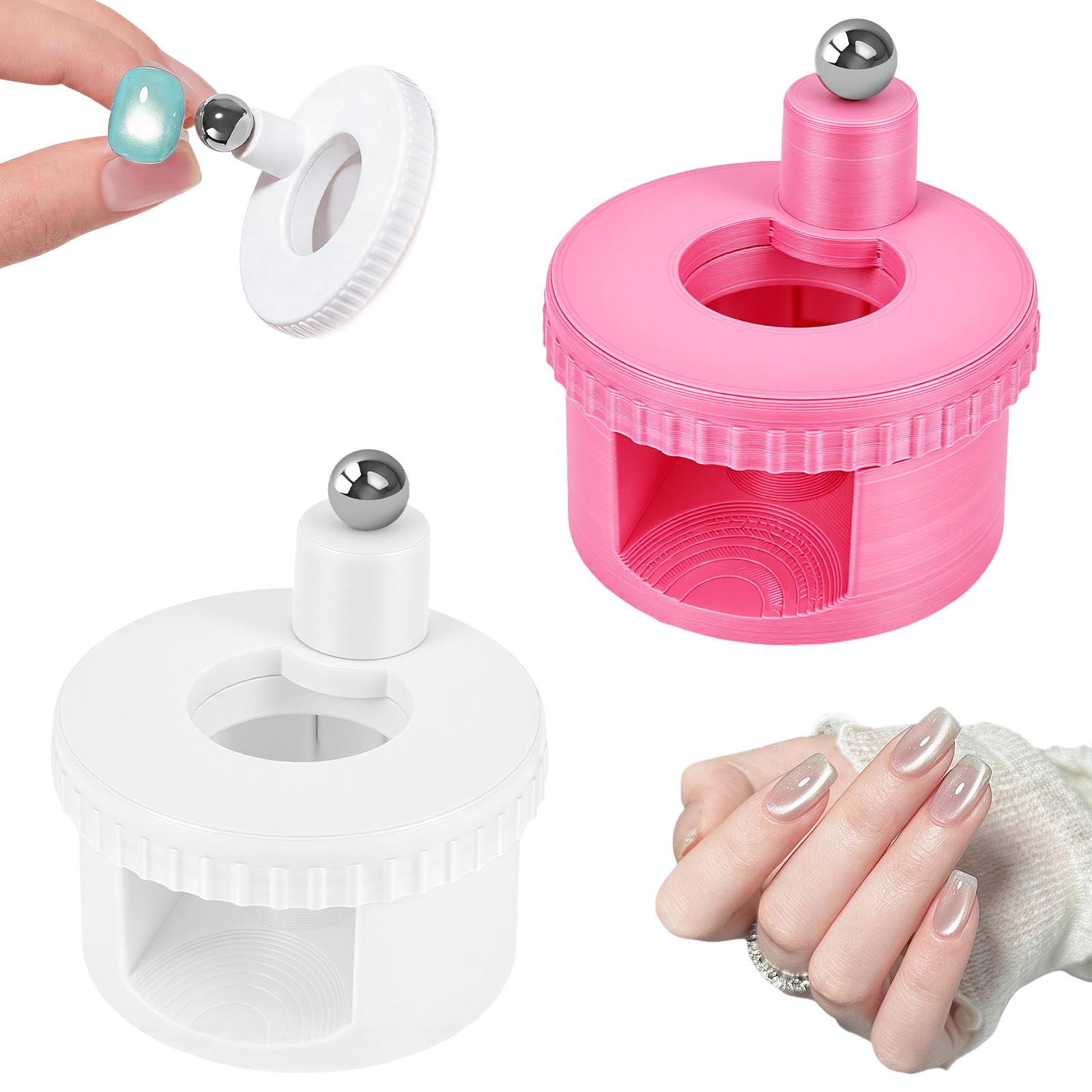 2 Pcs Rotating Cat Eye Magnet Glass Bead Nail Magnet DIY Glossy Cat Eye Effect Stable Rotating Cat Eye Magnetic Nail Art Magnets