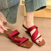 Niche Design Sense Retro Wedge Heel Sandals Women's Summer 2025 New Fashion Square Head Open-toed High-heeled Cool Slippers