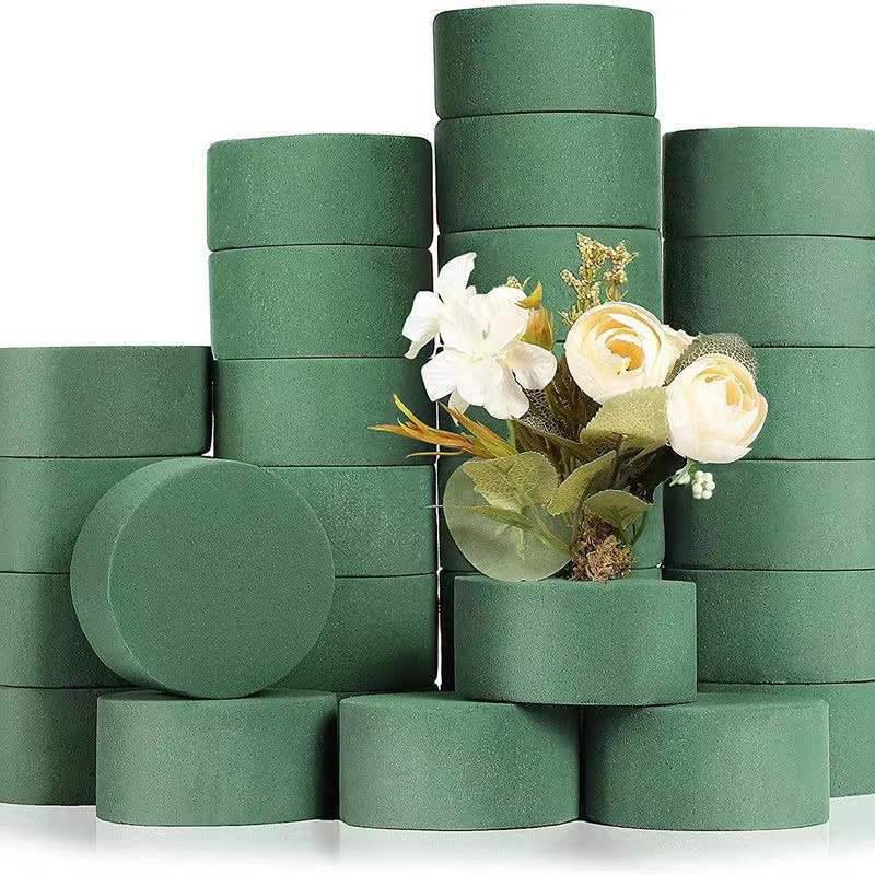 6Pcs Diy Round Floral Foam Bricks Flowers Mud Green Florist Styrofoam Blocks Wedding Birthday Flower Arrangement Materials