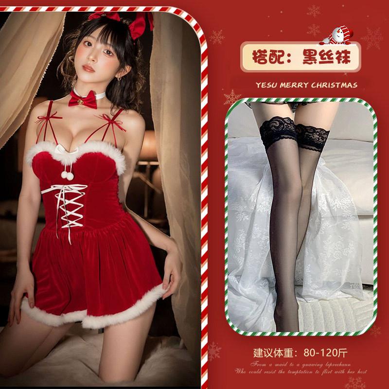 Velvet christmas sexy bunny cosplay Internet celebrity nightclub style New Year's robe stage performance costume