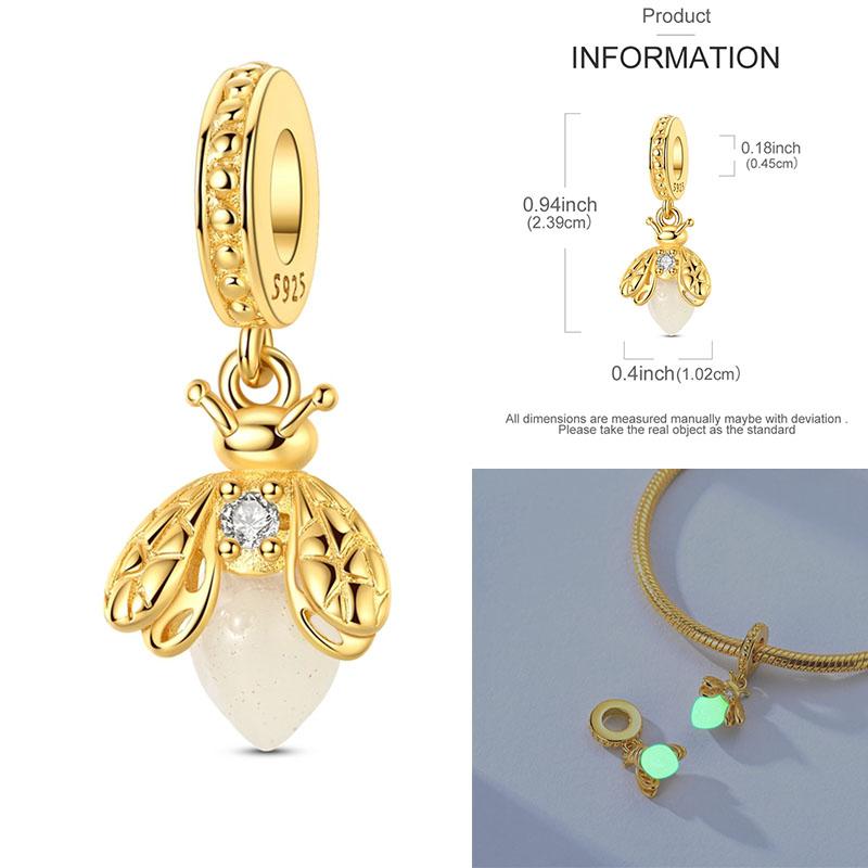 Original 925 Sterling Silber Charm Perle Goldene Serie Zirkon Anhänger Passend für Original Armband Halskette Für Frauen DIY Schmuck Geschenk