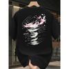 T-shirt da uomo a maniche corte con stampa grafica Tornado Cotone Vestibilità Larga Casual Girocollo