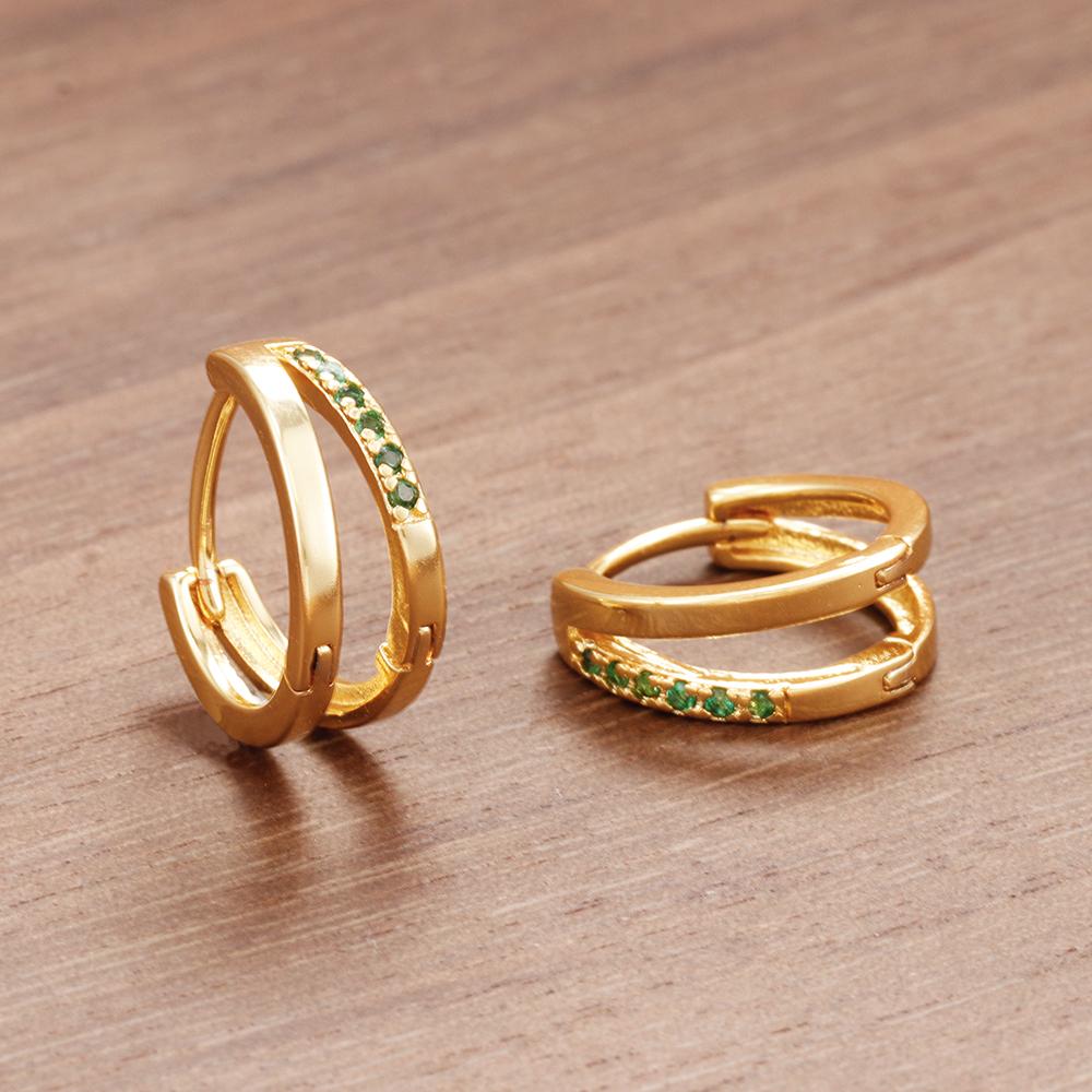 Europe Double Layered Zircon Hoop Earrings For Women Stainless Steel Personality Punk Piercing Earring Wedding Jewelry Gifts