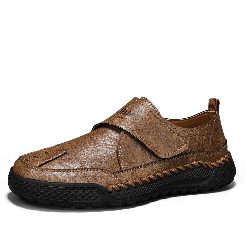 Handmade Men's Soft Sole Leather Loafers - Winter Casual Flat Large Size